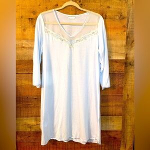 🩵 Miss Elaine floral lace sheer top nightgown